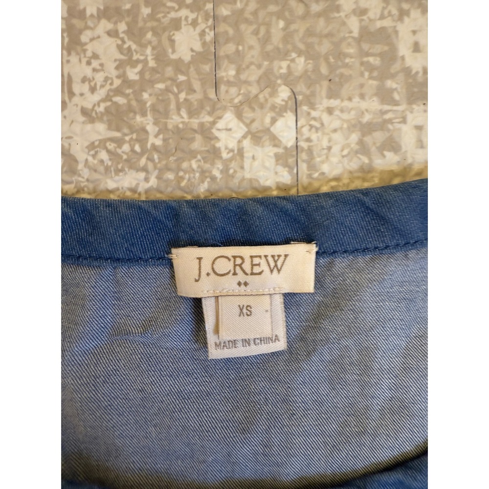 J Crew Chambray Denim Tunic Shirt Top Short Sleeve Blue Womens XS - Picture 2 of 6